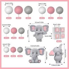 Set pentru ornat torturi - Baby elefant - Roz, 28 piese - T090590 - tomvalk.ro