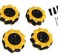 Kit 4 Rodas Omnidirecional Mecanum 80MM Amarela com Adaptador