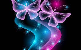 Download Hd Wallpaper 3d Abstract Blue Butterflies Butterfly Glow Neon Pink Wallpaper Flare
