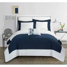 The range includes 'five star' hotel king and queen size pillows.designed to fit luxuriously across your super king, king or. Chic Home 8 Piece Uma Modern Two Tone Reversible Hotel Collection With Embellished Borders And Embroidery Decor Pillow Queen Bed In A Bag Duvet Set Navy With White Sheets Included On Walmart