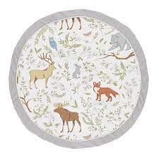 Amazon Com Sweet Jojo Designs Grey Green And Brown Playmat Tummy Time Baby And Infant Play Mat For Woodland Animal Toile Collection Baby