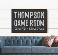 From tabletop games like pool and air hockey to fully operational casino games, sears carries game room games that appeal to a multitude of interests. Personalized Family Game Room Sign Modern Farmhouse Wall Etsy