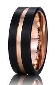 King Will 8mm Black Mens Tungsten Carbide Ring Matte Wedding Band With Rose G Mens Wedding Rings Rings For Men Mens Wedding Bands