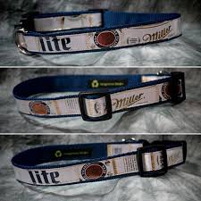 Adjustable Dog Collar From Recycled Miller Lite Beer Labels Lite Beer Beer Label Miller Lite