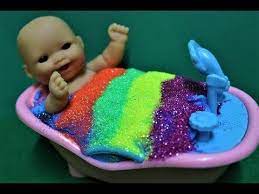 لعبة استحمام الطفل البيبي في السلايم الإسفنجي و الجليتر العاب أطفال best kids toys kids toys baby dolls