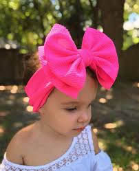 Barble PINK • Stand-up Headwraps, Permanently Sewn & Pull-proof, Big Bow  Headbands, Newborn Bows, Soft and Stretchy, Baby Headwraps