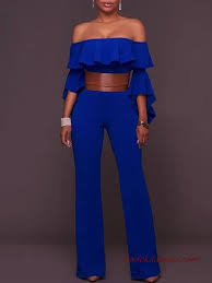 2020 Abiye Tulum Modelleri Saks Mavi Straplez Firfirli Yaka Yetim Kollu Tulum Jumpsuit For Evening Kiyafet Moda Stilleri Moda