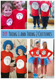 They'll shine on spirit day as the cat in the hat! Thing 1 And Thing 2 Shirts An Easy Dr Seuss Costume