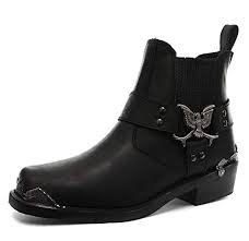 Grinders Mens Eagle Lo Cowboy Black Biker Leather Western New Boots