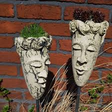 Sukkulentenkopf Duo Garden Ceramics Garden Decoration Height 24 Cm Width 14 Cm With Sukkulenten Garden Art Sculptures Sculpture Clay Ceramic Decor