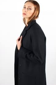 Manteau esprit pardessus en laine vierge bleu. Manteau Droit Femme En Laine Bleu Marine Fabrique En France Atode