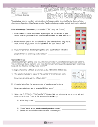 Department of chemistry university of texas at austin electron configuration worksheet this worksheet Student Exploration Sheet Growing Plants