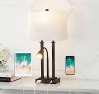 JONATHAN Y Blaire 23.75 in. Oil Rubbed Bronze 2-Light Metal LED Table Lamp  with USB port, Adjustable Reading Light and AC Outlet JYL1144A