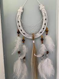 Custom Made Horseshoe Dream Catcher With Real Horse Hair Etsy In 2021 Horseshoe Dreamcatcher Diy Horseshoe Dreamcatcher Horse Crafts