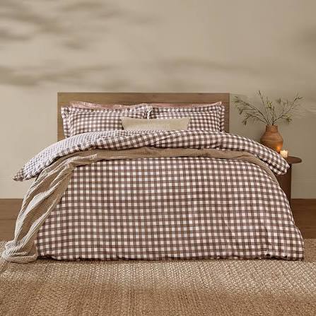 Barton Brown Gingham Check Duvet Set | MFI