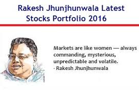 Rakesh jhunjhunwala portfolio contains penny or low priced stocks totaling to 5.6% of the overall portfolio. Rakesh Jhunjhunwala Latest Stocks Portfolio May 2016