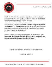 Check spelling or type a new query. Estadio Azteca On Twitter Comunicadooficial Con Relacion Al Cambio En El Semaforo Epidemiologico De La Cdmx Colosodelasemociones Semaforoamarillocdmx Clubamerica Cruzazul Https T Co W5tsni0wfv