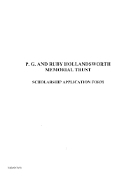 Pg And Ruby Hollandsworth Memorial Trust Scholarship Application