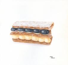 Milhojas De Arandano Napoleon Gateau De Mille Feuilles Watercolor Food Food Illustration Food