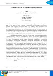 Penelitian mengenai good governance sebelumnya diteliti oleh pratolo (2006) yang meneliti mengenai pengendalian intern, komitmen organisasi 4.4 pengujian hipotesis dan pembahasan 4.4.1 pengujian hipotesis pertama pengaruh good governance terhadap kinerja pemerintah daerah. Pdf Memaknai Corporate Governance Berbasis Kearifan Lokal