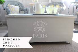 Depending on the size of the tabletop, you may have to reposition the stencil to complete the pattern. Transform A Thrift Store Chest With Chalk Paint And Etsy Stencil Into A Pretty Coffee Table 11 Magnolia Lane