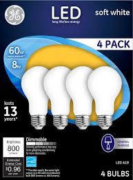 For example, in a floor lamp, a cfl the chart below illustrates the amount of brightness in lumens you can expect from different wattages of light bulbs. General Electric Ge 800 Lumen 8w Dimmable A19 Led Light Bulb 60w Equivalent 4 Pack 93098313 Best Buy