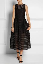 Maje Black Dress Rire Mesh Stripe Midi Striped Jersey Dress Dresses Fashion