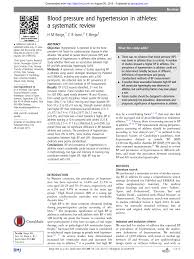 Pdf Blood Pressure And Hypertension In Athletes A