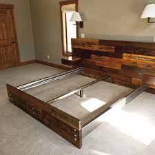 Reclaimed King Platform Bed Floating End Tables Bed Frame And Headboard Floating Platform Bed Welded Furniture