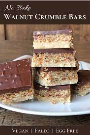 No Bake Walnut Crumble Bars Bake It Paleo Recipe Raw Dessert Recipes Crumble Bars Baking