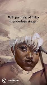 In-progress painting of Iniko, a genderless, Black singer. If you have not  discovered and supported them, you absolutely should! 🤎 Please comment  below your favorite singer so I can add them to my ...