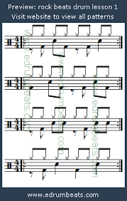 Rock Drum Lesson 1 Contains 24 Drum Beats This Lesson Has 24 Free Midi Drum Loops And 96 Mp3 Audio Samples Drum Lessons Drum Patterns Drums Beats