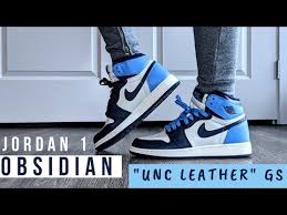 Wear our collection of clothing, shirts and sneaker tees designed to match the jordan 1 obsidian. Air Jordan 1 Retro Obsidian Unc Leather Gs Unboxing And On Foot Youtube