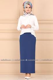 Modaselvim Etek Likrali Kalem Tesettur Etek 7003sh396 Indigo Kleding Turks
