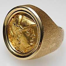 Mens 22k Gold Greek Soldier Medallion Ring Solid 18k Gold Beautiful Gold Rings Mens Jewelry Mens Silver Rings
