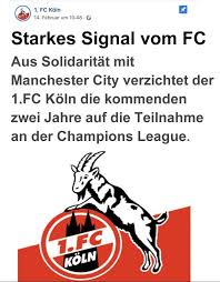 Fc köln soccer team news, scores, stats, standings, rumors, predictions, videos and more. Strong Signal Translation Out Of Solidarity With Manchester City 1 Fc Koln Will Not Take Part In The Champions League For The Next 2 Years Bundesliga