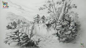 Realistic pencil drawings of landscapes. Drawing A Landscape With A Pencil Realistic Drawing Technique Time Lapse Paintingtube