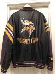 Mens 2xl 100 Leather Minnesota Vikings G Iii Carl Banks Jacket Coat Giii Minnesotavikings Leatherjacke Leather Jacket Men Genuine Leather Jackets Jackets