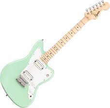 The mini jazzmaster hh also makes an excellent travel companion for older players who can't stand to be away from their guitars for too long, since it can be easily stowed in overhead airplane compartments. Squier Bullet Mini Jazzmaster Hh Surf Green Electric Guitar For Kids Green