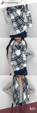 This one is a black plaid, but i love how all the other colors in the plaid tie the outfit together with the mustard. Juneau Black White Plaid Blanket Scarf Plaid Blanket Scarf White Plaid Tartan Blanket Scarf