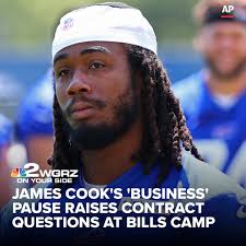 James Cook skipped Bills practice Sunday and gave reporters just one word  to explain why. 👀  https://www.wgrz.com/article/sports/nfl/bills/james-cook-business-pause-contract-questions-buffalo-bills-training-camp/71-c70a2ee0-c8d7-4e85-8539-b015495f2055  ...