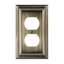 Amerelle Continental 1 Gang Duplex Metal Wall Plate Brushed Brass 94dbb The Home Depot In 2020 Plates On Wall Brushed Brass Electrical Box Cover