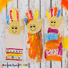 Additional game and activity suggestions are offered for preschool and kindergarten. Native American Thanksgiving Handprint Kids Craft