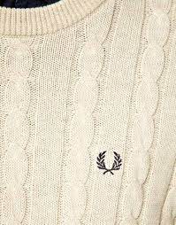 Fred perry round neck sweatshirt jumper blue red striped small. Fred Perry Fred Perry Tipped Cable Crew Jumper In White For Men Lyst