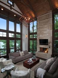 Modern Rustic Lake House In Georgia Lake Bluff Lodge Modern Rustic Living Room Modern Rustic Homes Rustic Living Room Design