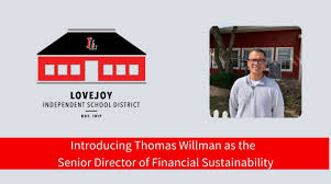 The Board of Trustees unanimously approved Thomas Willman as the Senior  Director of Financial Sustainability. We are #LovejoyProud to welcome Mr.  Willman to Lovejoy! https://buff.ly/3DW8zn4 #KidsComeFirst  #OneHeartOneLovejoy #BestTodayBetterTomorrow