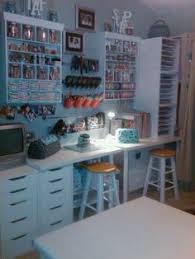 I love looking at craft rooms! 410 Organized Craft Spaces Ideas Craft Room Office Space Crafts Craft Room