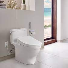 Neo One Piece Toilet 27 Porcelain White Round Modern Floor Mount Toto Washlet Washlet Bidet Seat