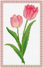 The download is an a4 pdf with two cross stitch charts and key. Ann Logan 10 Free Patterns Online Tulips 4398
