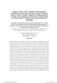 Disember 2011, pelajar yang menjalani latihan industri perlu menyediakan jurnal refleksi. Pdf Sistem Indus Train Medium Pemantauan Dan Penilaian Pelajar Semasa Latihan Industri Indus Train System A Medium Of Monitoring And Evaluation Of Students During Industrial Training